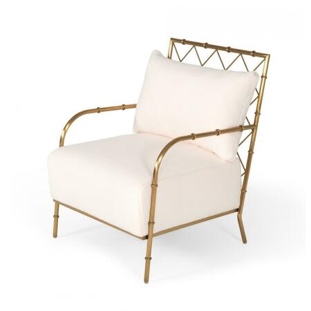 GFANCY FIXTURES Stylish Velvet A Frame Accent Chair, White & Gold GF3105816